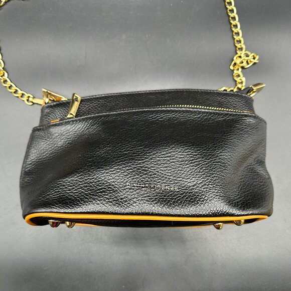 Italian Leather Purse Divina Firenze Black Brown Crossbody Shoulder Bag Italy - Picture 4 of 16